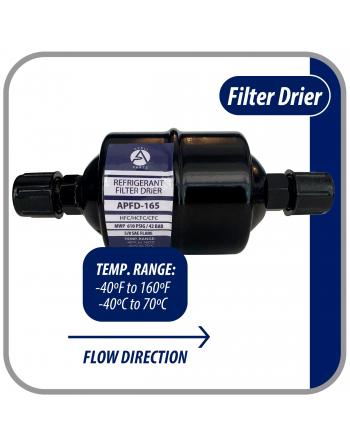 Appli Parts liquid line refrigerant ac filter dryer hvac refrigeration 165 5/8 in SAE Flare connection universal unidirectional 6 in long 3 in wide APFD-165


