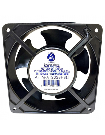 Appli Parts Axial 110v muffin fan 50/60Hz 0.24/0.23A 22/21W 90/100CFM 2600/3000rpm 42/44dB 120x120x38mm replacement for cooling and ventilation APFM-A12038HBL1