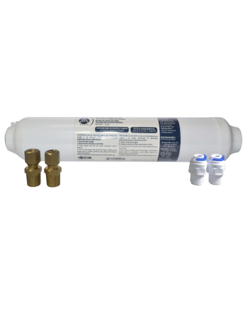Appli Parts In Line Water Filter 1/4in Connection 1/2in Wide 10-1/2in Long APWF-100
Includes Plastic Connections APWF-100BC and  Brass Connections APWF-100PC