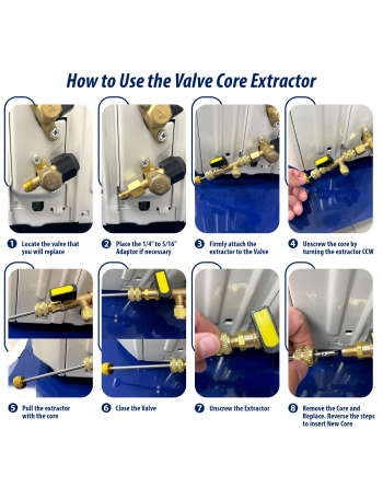 Appli Parts Valve Core Extractor Remover Tool with 1/4 to 5/16 in port adaptor APT-VCR