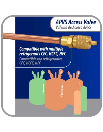 Appli Parts Access Schrader Valve 1/4 SAE x 3/16 OD x 3 inch Copper Stem with Valve Core and Cap with gasket and core remover for AC and refrigeration systems APVS-143163