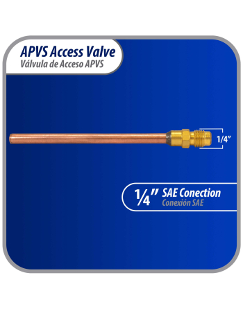 Appli Parts Access Schrader Valve 1/4 SAE x 3/16 OD x 3 inch Copper Stem with Valve Core and Cap with gasket and core remover for AC and refrigeration systems APVS-143163