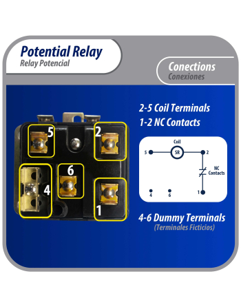 Appli Parts Potential Relay 064 Coil Voltage 395V Min Pick up 260V Max Pick up 275V Max Drop Out 120V 50/60 Hz Universal replacement for HVAC and Refrigeration units APPR-064

