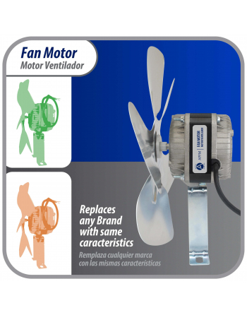 Appli Parts refrigeration condenser motor 16W 115V 60Hz 0.95A 1450rpm includes base and 10in aluminum Fan Blade CCW shaft end Universal fit APFM-161E