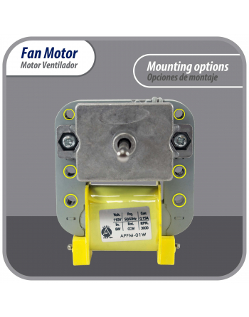 Appli Parts refrigerator evaporator Fan Motor replacement for original part numbers NUV-01W, RE-01WQSZE and others 115V 50/60Hz 8W 0.15A 3000rpm CCW rotation APFM-01W 
