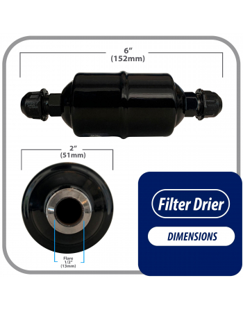 Appli Parts liquid line refrigerant ac filter dryer hvac refrigeration 084 1/2 in SAE Flare connection universal unidirectional 6 in long 2 in wide APFD-084