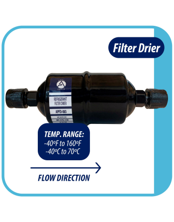 Appli Parts liquid line refrigerant ac filter dryer hvac refrigeration 083 3/8 in SAE Flare connection universal unidirectional 6-1/2 in long 2 in wide APFD-083
