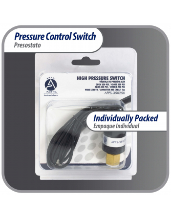 Appli Parts Pressure control switch Hi Open 350 psi Close 250 psi 39-3/8in cable SPST 1/4in female connection Automatic Reset universal air conditioning applications APPS-350250