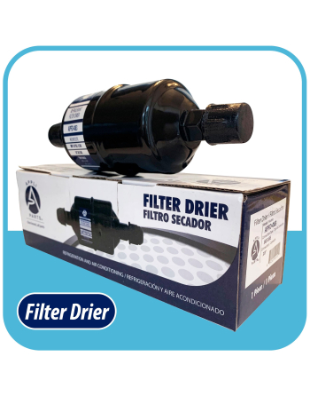 Appli Parts liquid line refrigerant ac filter dryer hvac refrigeration 083 3/8 in SAE Flare connection universal unidirectional 6-1/2 in long 2 in wide APFD-083
