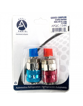 Appli Parts R134a quick coupler adapter kit for automotive Air Conditioning Charge includes 1/4 in Hi and Low Straight professional grade pressure connections APQC-134K