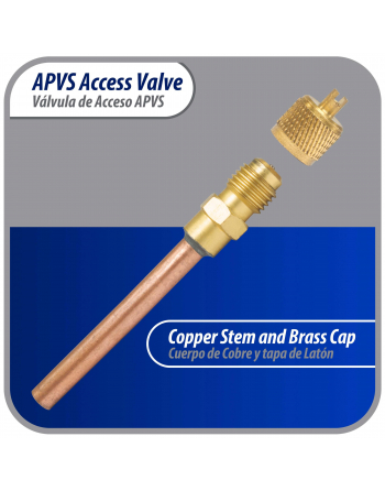 Appli Parts 10 Pack Access Schrader Valve 1/4 SAE x 1/4 OD x 2 inch Copper Stem with Valve Core and Cap with gasket and core remover for AC and refrigeration systems APVS-14142K10