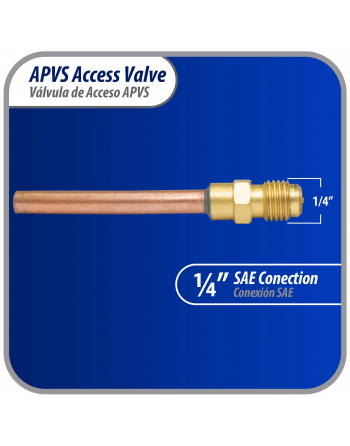 Appli Parts 10 Pack Access Schrader Valve 1/4 SAE x 1/4 OD x 2 inch Copper Stem with Valve Core and Cap with gasket and core remover for AC and refrigeration systems APVS-14142K10