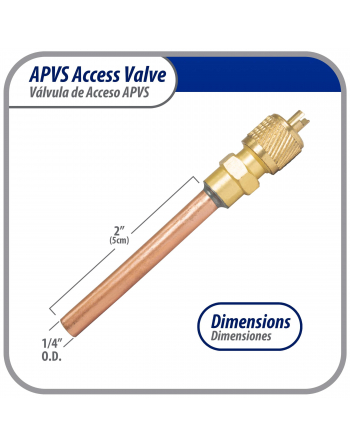 Appli Parts 10 Pack Access Schrader Valve 1/4 SAE x 1/4 OD x 2 inch Copper Stem with Valve Core and Cap with gasket and core remover for AC and refrigeration systems APVS-14142K10