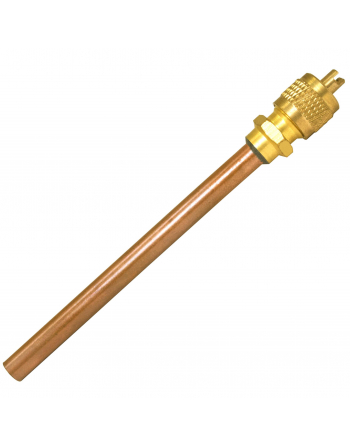 Appli Parts Access Schrader Valve 1/4 SAE x 1/4 OD x 3 inch Copper Stem with Valve Core and Cap with gasket and core remover for AC and refrigeration systems APVS-14143