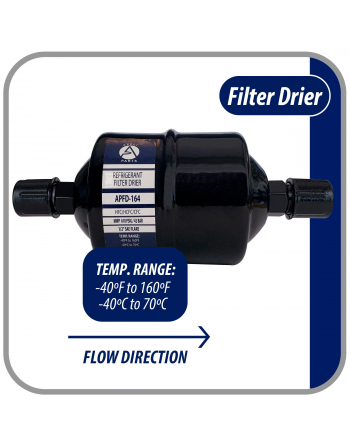 Appli Parts liquid line refrigerant ac filter dryer hvac refrigeration 164 1/2 in SAE Flare connection universal unidirectional 7 in long 3 in wide APFD-164

