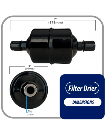 Appli Parts liquid line refrigerant ac filter dryer hvac refrigeration 164 1/2 in SAE Flare connection universal unidirectional 7 in long 3 in wide APFD-164
