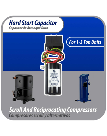 Appli Parts Hard Start kit for air conditioner includes Capacitor 88-108MFD 330V and Potential Relay for 1-3 Ton air Conditioner scroll and reciprocating compressors 208-244 Volts 1Ph APHS-1
