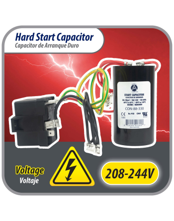 Appli Parts Hard Start kit for air conditioner includes Capacitor 88-108MFD 330V and Potential Relay for 1-3 Ton air Conditioner scroll and reciprocating compressors 208-244 Volts 1Ph APHS-1
