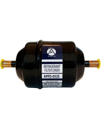 Appli Parts liquid line refrigerant ac filter dryer hvac refrigeration 052S 1/4 in ODF sweat solder connection universal unidirectional 4-1/2 in long 2 in wide APFD-052S
