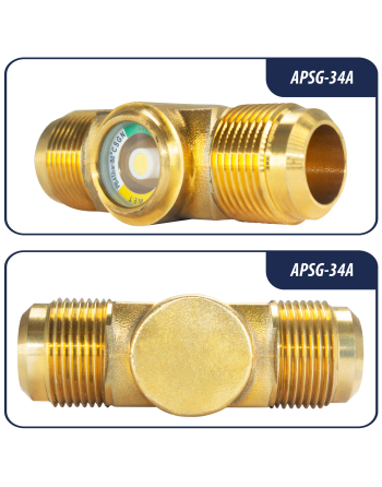 Appli Parts Sight Glass and liquid moisture indicator with 3/4 x 3/4 in Flare connections with Solid Body suitable for CFC HCFC HFC refrigerants APSG-34A