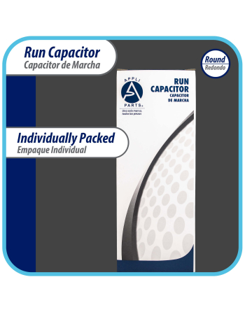 Appli Parts Run Capacitor for ac 20 Mfd uF (microfarads) 370 VAC or 450 VAC CBB65 Round Universal fit for hvac and other applications 3-3/8 in High 1-3/4 in Wide CON-20-450

