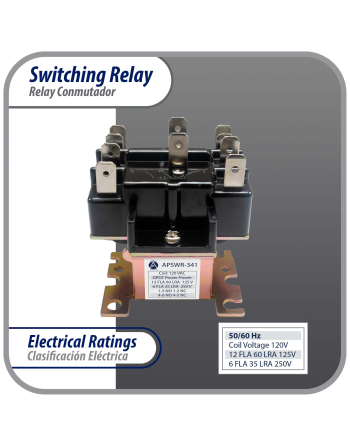 90341 Appli Parts General Purpose Switching Relay Double Pole Double Throw 110VAC Coil for HVAC applications and other general electrical installations APSR-341