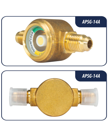 Appli Parts Sight Glass and liquid moisture indicator with 1/4 x 1/4 in Flare connections with Solid Body suitable for CFC HCFC HFC refrigerants APSG-14A