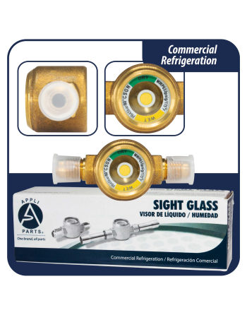 Appli Parts Sight Glass and liquid moisture indicator with 1/4 x 1/4 in Flare connections with Solid Body suitable for CFC HCFC HFC refrigerants APSG-14A