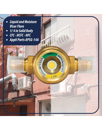 Appli Parts Sight Glass and liquid moisture indicator with 1/4 x 1/4 in Flare connections with Solid Body suitable for CFC HCFC HFC refrigerants APSG-14A