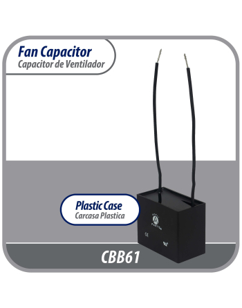 Appli Parts Fan Capacitor 10 mfd (microfarads) uf 250 VAC with 2 Wire Terminal Connections compatible with any brand with same capacitance 1-7/8in Width 1in depth 1-1/2in Height CAP-10-250-2C
