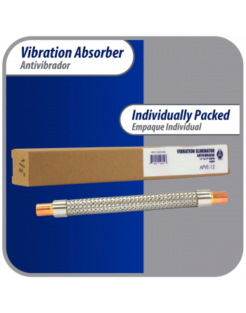 Appli Parts Vibration Absorber eliminator with 1/2 in sweat connections 9 in Long 500psi max working and 3,265psi burst pressure APVE-12