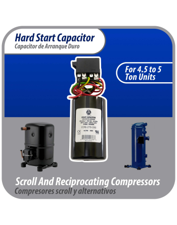Appli Parts Hard Start kit for air conditioner includes Capacitor 270-324MFD 330V and Potential Relay for 4-5 Ton air Conditioner scroll and reciprocating compressors 208-265 Volts 1Ph APHS-3
