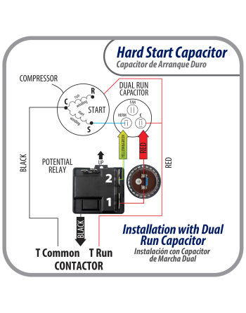 Appli Parts Hard Start kit for air conditioner includes Capacitor 270-324MFD 330V and Potential Relay for 4-5 Ton air Conditioner scroll and reciprocating compressors 208-265 Volts 1Ph APHS-3
