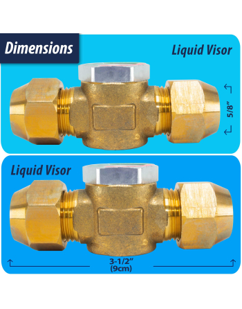 Appli Parts Sight Glass liquid moisture indicator with 5/8 x 5/8 in Flare connections take-apart body type suitable for CFC HCFC HFC refrigerants APSG-58