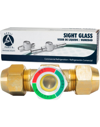 Appli Parts Sight Glass liquid moisture indicator with 5/8 x 5/8 in Flare connections take-apart body type suitable for CFC HCFC HFC refrigerants APSG-58