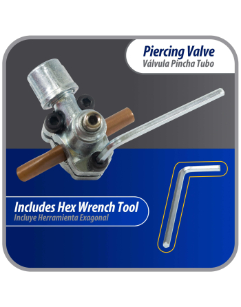 Appli Parts Bullet Piercing Valve kit with 1/4, 5/16 or 3/8 in tube size adapters and o ring seal for small refrigeration systems with 1/4in SAE Service Port APT-PV110