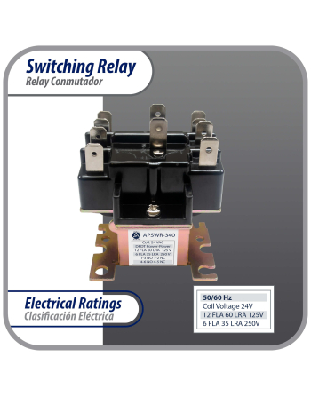 90340 Appli Parts General Purpose Switching Relay Double Pole Double Throw 24VAC Coil for HVAC applications and other general electrical installations APSR-340