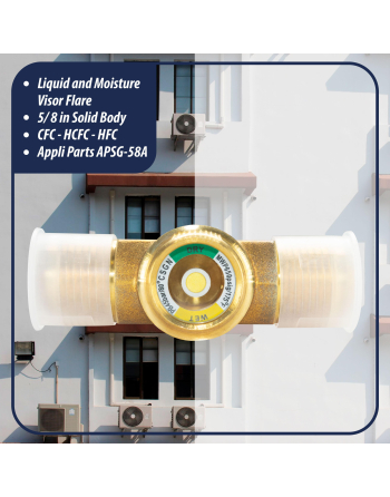 Appli Parts Sight Glass and liquid moisture indicator with 5/8 x 5/8 in Flare connections with Solid Body suitable for CFC HCFC HFC refrigerants APSG-58A