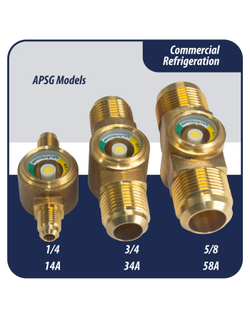Appli Parts Sight Glass and liquid moisture indicator with 5/8 x 5/8 in Flare connections with Solid Body suitable for CFC HCFC HFC refrigerants APSG-58A