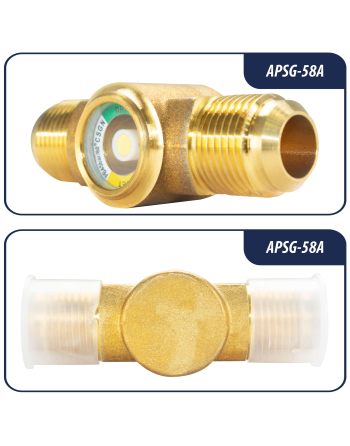 Appli Parts Sight Glass and liquid moisture indicator with 5/8 x 5/8 in Flare connections with Solid Body suitable for CFC HCFC HFC refrigerants APSG-58A