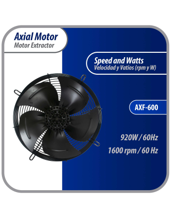 Appli Parts Axial Fan Motor Guard Mounted 23-5/8in (600mm) Fan Blade 220V/1Ph/50-60Hz 920W 1600rpm Universal replacement for Cold Room Evaporators and Condensing Units Work Temp -22F To 140F AXF-600
