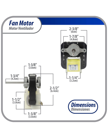 Appli Parts Evaportator Fan Motor replacement for original part numbers WR60X203, 305540, PS304745, WR60X0191, WR60X0203, WR60X191 and others 110V 50/60Hz 0.38A 18W CW 3000rpm APFM-55
