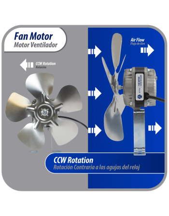 Appli Parts refrigeration condenser motor 10W 115V 60Hz 0.65A 1450rpm includes base and 9in aluminum Fan Blade CCW shaft end Universal fit APFM-101E