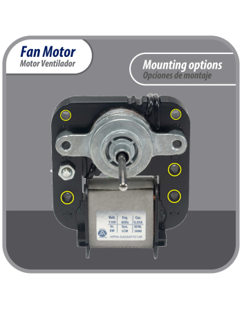 Appli Parts 240369701 freezer fan motor replacement 110V 6W 0.05A CCW 60Hz 3000rpm APFM-240369701AP replaces freezer motor fan numbers 5303918549 1637660 240315801 240315802 and others

