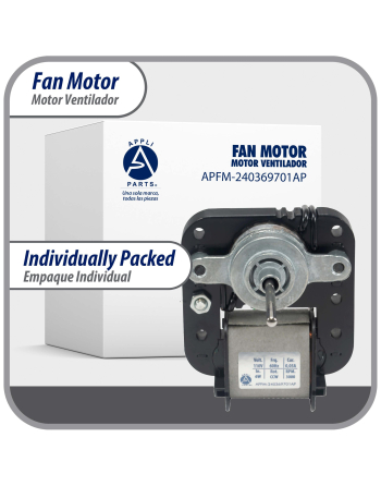 Appli Parts 240369701 freezer fan motor replacement 110V 6W 0.05A CCW 60Hz 3000rpm APFM-240369701AP replaces freezer motor fan numbers 5303918549 1637660 240315801 240315802 and others

