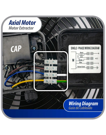 Appli Parts Axial Fan Motor Guard Mounted 7-7/8in (200mm) Fan Blade 220V/1Ph/50-60Hz 40W 1600rpm Universal replacement for Cold Room Evaporators and Condensing Units Work Temp -22F To 140F AXF-200