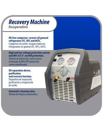 Appli Parts Refrigerant Recovery Machine for hvac freon reclaim 1/2 HP 110V/60Hz Portable Universal application works with multiple refrigerant includes filter drier and hose APRRM-121
