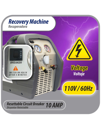 Appli Parts Refrigerant Recovery Machine for hvac freon reclaim 1/2 HP 110V/60Hz Portable Universal application works with multiple refrigerant includes filter drier and hose APRRM-121
