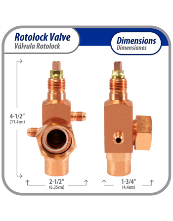 Appli Parts Rotolock Valve V05 1-1/4 in x 7/8 in ODF solder connection Universal replacement valve will work for refrigeration and air conditioning systems APRV-VA05
