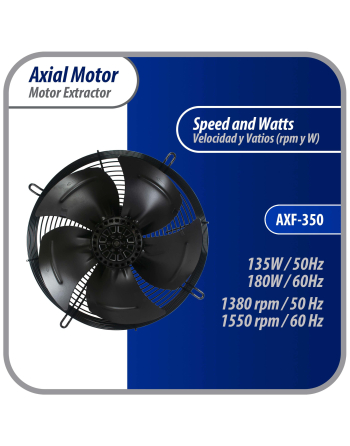 Appli Parts Axial Fan Motor Guard Mounted 13-3/4in (350mm) Fan Blade 220V/1Ph/50-60Hz 180W 1550rpm Universal replacement for Cold Room Evaporators and Condensing Units Work Temp -22F To 140F AXF-350